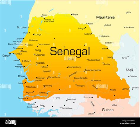 Abstract vector color map of Senegal country Stock Photo ...