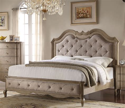 Acme Antique Taupe Queen Size Bed Traditional | Hot Sectionals