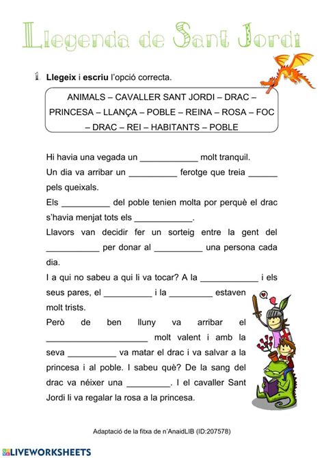 Actividad online de Sant jordi para Primer de Primària. Puedes hacer ...