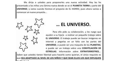 ACTIVIDADES EL UNIVERSO.pdf | Universo, Proyecto didactico ...