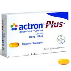 Actron Plus, ibuprofeno, cafeína, dolor, fiebre, cápsulas ...