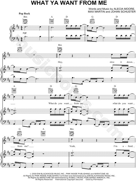 Adam Lambert  What Ya Want From Me  Sheet Music in B Minor ...