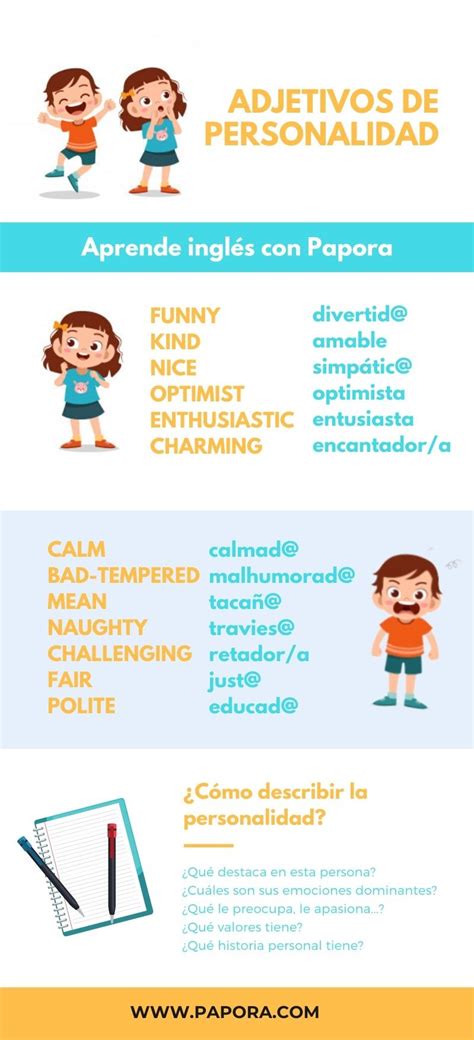 Adjetivos de personalidad en inglés   Papora.com
