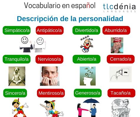 Adjetivos para describir la personalidad en español. Spanish vocabu ...