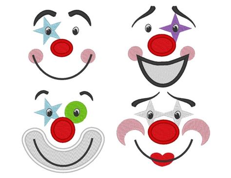 Adorable clown faces for Your Toy machine embroidery and