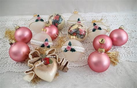 Adornos de Navidad estilo victoriano romántico rosa blanco | Etsy