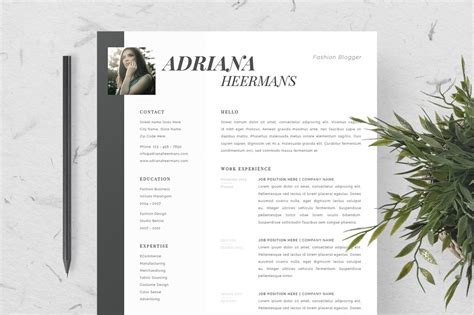 Adriana   Feminine Resume/CV | Creative Resume Templates ~ Creative Market