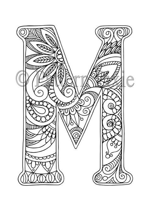 Adult Colouring Page Alphabet Letter  M  | Mandalas para ...