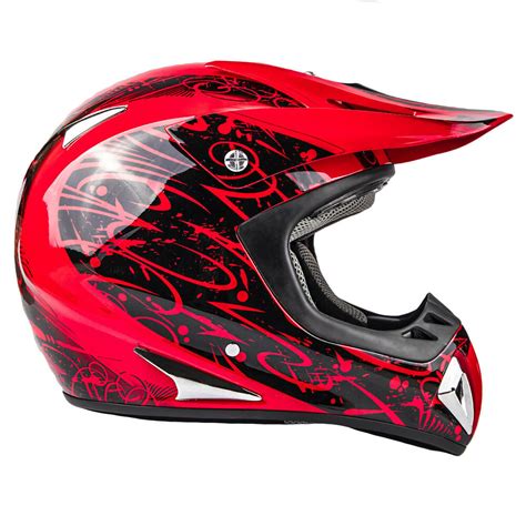 Adult Motocross Helmet Red Black Splatter Dirt Bike MX Off ...
