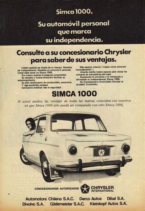 Advertising/Publicidad: Simca 1000. Chile 1969. | Anuncios ...