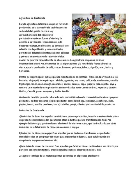 Agricultura en Guatemala | Materia prima | Industrias