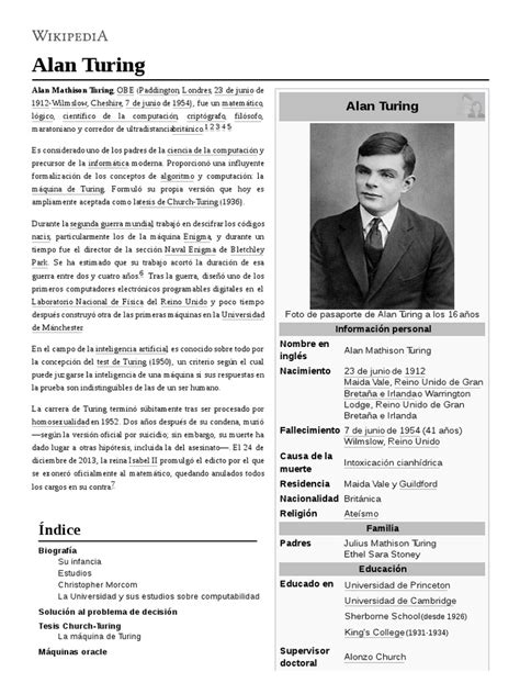 Alan Turing | Alan Turing | Áreas de informática