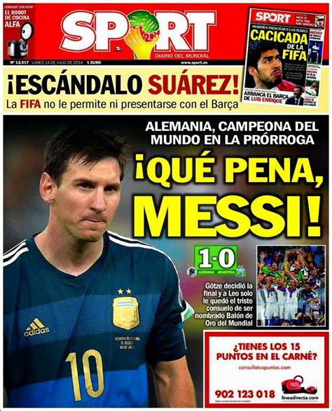 Alemania Rey del fútbol Mundial, Messi desaparecido | Las portadas
