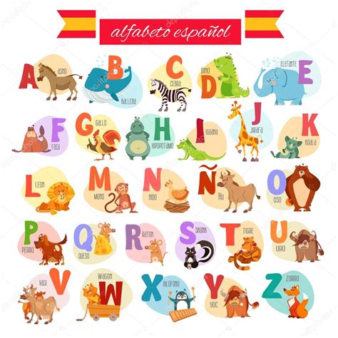 alfabeto ilustrado español de dibujos animados 2022