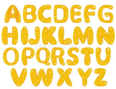 Alfabeto Inglés De Las Letras Amarillas Aisladas En Un ...