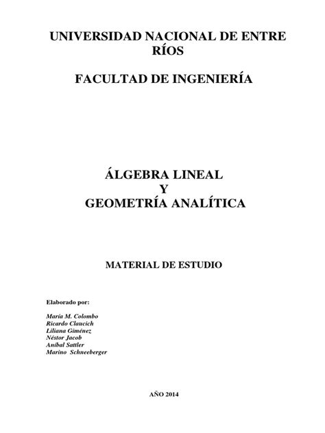 Algebra Lineal y Geometria Analitica 2014 | Ecuaciones ...