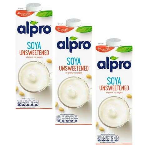 Alpro Soya Unsweetened Milk Sugar FREE Low Fat Vegeterian ...