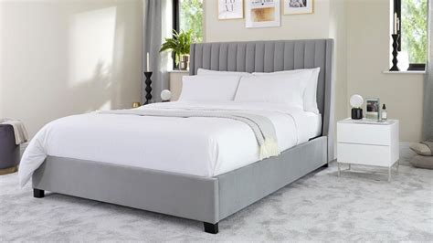 Amalfi Feather Grey Velvet Super King Size Bed with Storage