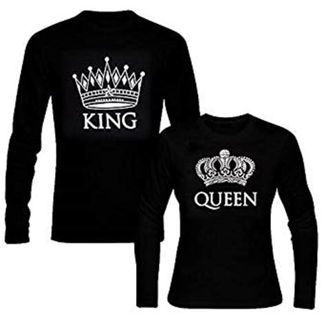 Amazon.com: picontshirt King & Queen Long Sleeve Black ...