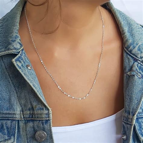 Amazon.com: Sterling Silver Necklace, Long Chain Silver Necklace for ...
