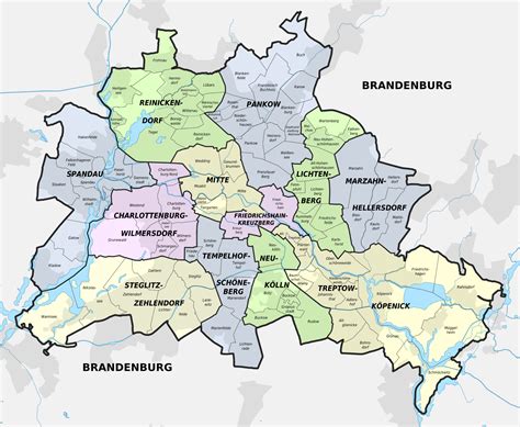 Ampliación de Berlín mapa distritos | Berlín | Alemania ...