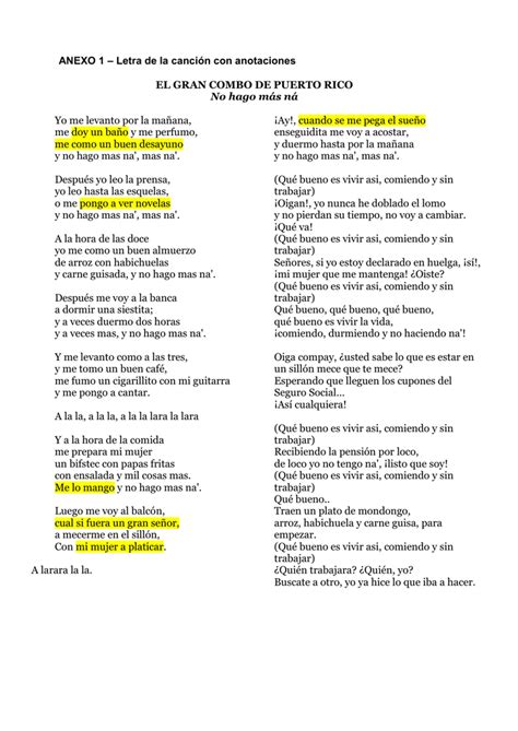 ANEXO 1 – Letra de la canción con anotaciones EL