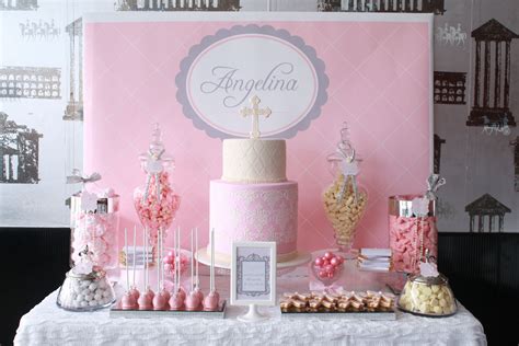 Angelina s Pretty pink Christening Dessert candy table www ...