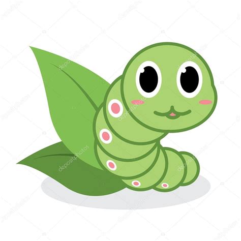 Animado: gusano verde | Dibujos animados lindo gusano verde — Vector de ...