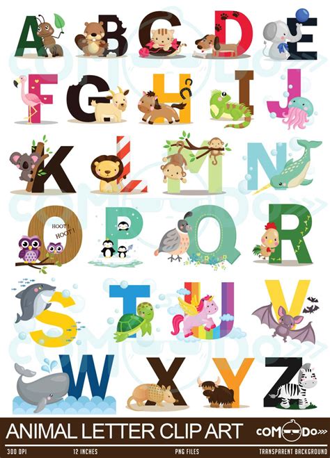 Animal Letters Clipart / Alphabet Digital Clip Art for ...