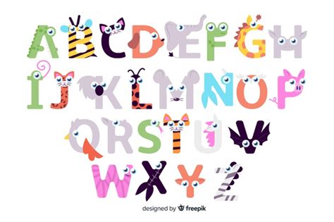 Animal letters from a to z alphabet Vector | Free Download