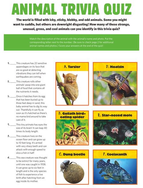 animal trivia questions and answers printable That are ...