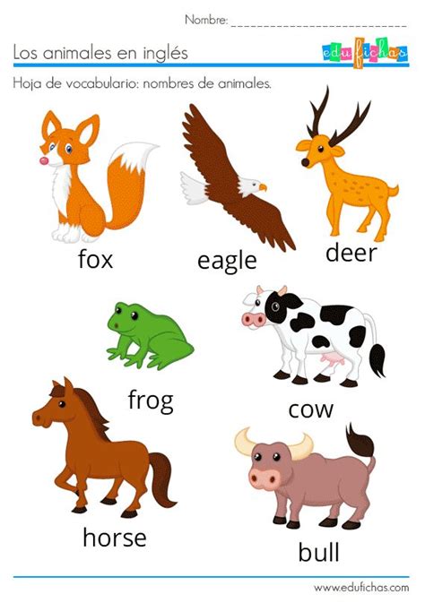 ANIMALES EN INGLÉS | Vocabulario + Ejercicios + Flashcards | Animales ...