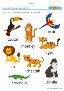ANIMALES EN INGLÉS | Vocabulario + Ejercicios + Flashcards