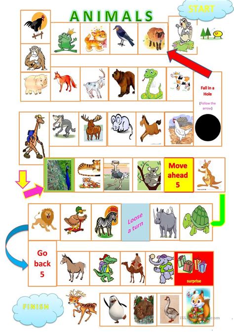 Animals board game worksheet   Free ESL printable worksheets made by ...
