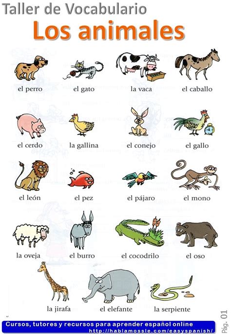 Animals in Spanish  Los animales  Spanish vocabulary A1 ...