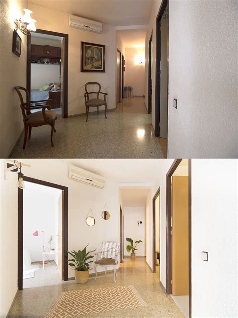Antes y después de un recibidor con pasillo | Home staging, Piso de ...