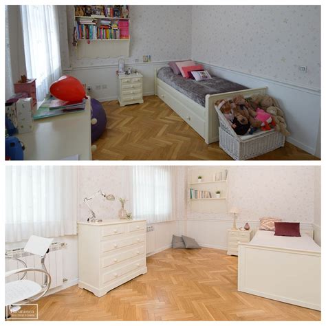 Antes y después del home staging de la habitación infantil. # ...