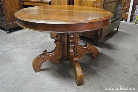 antigua mesa redonda, ditada, madera maciza nog   Comprar ...