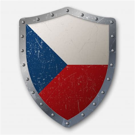Antiguo escudo con bandera de republica checa | Vector Premium
