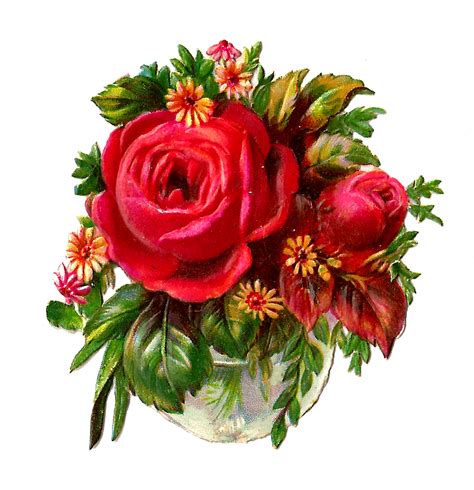 Antique Images: Free Flower Clip Art: Red Rose Bouquet ...