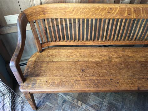 Antique Wood Bench, Oak Deacons Bench, Wood Entryway Bench