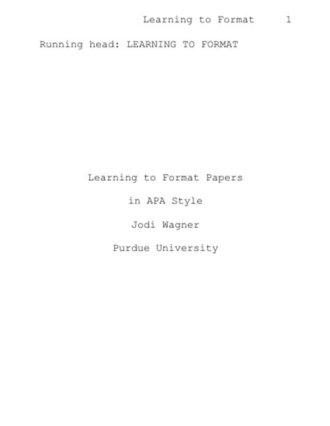 APA Formatting and Style Guide   The OWL at Purdue