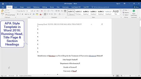 APA Style  6th Edition : How to make a template with ...
