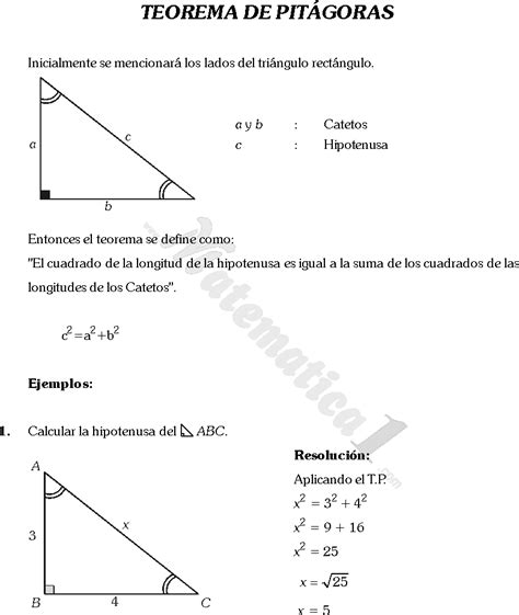 Aplicacion Del Teorema De Pitagoras Ejercicios De Trigonometria De ...