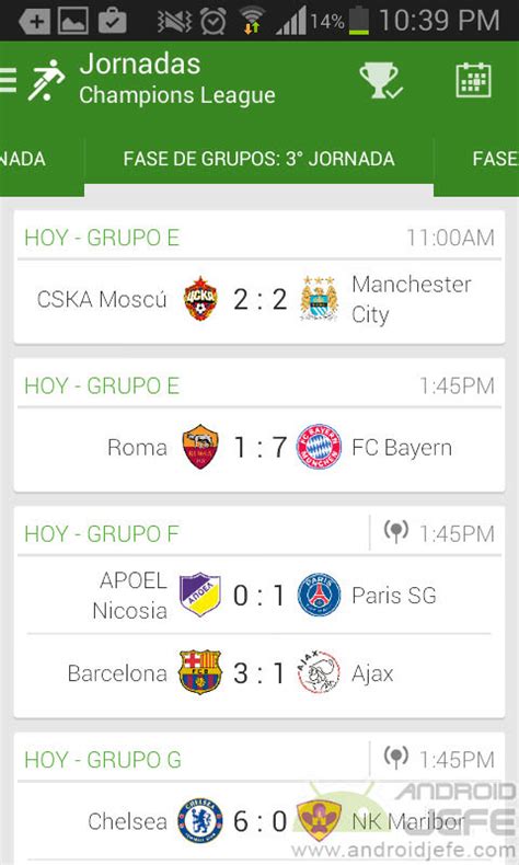 Aplicaciones para conocer resultados de fútbol