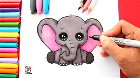 Aprende a dibujar un ELEFANTE KAWAII Bebé  Dumbo  | How to ...