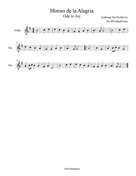 Aquí tenéis la partitura del Himno de la Alegría  Ode to ...
