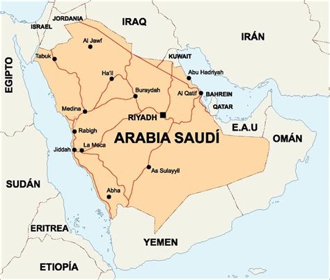 Arabia saudita: mapa de arabia saudita