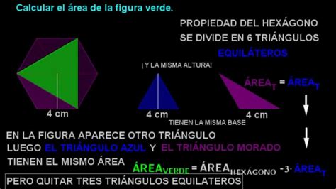 Área de triángulo equilatero inscrito en un hexágono   YouTube