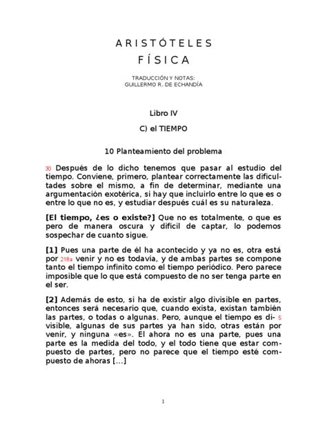 Aristóteles Física El Tiempo | PDF | Hora | Movimiento  física